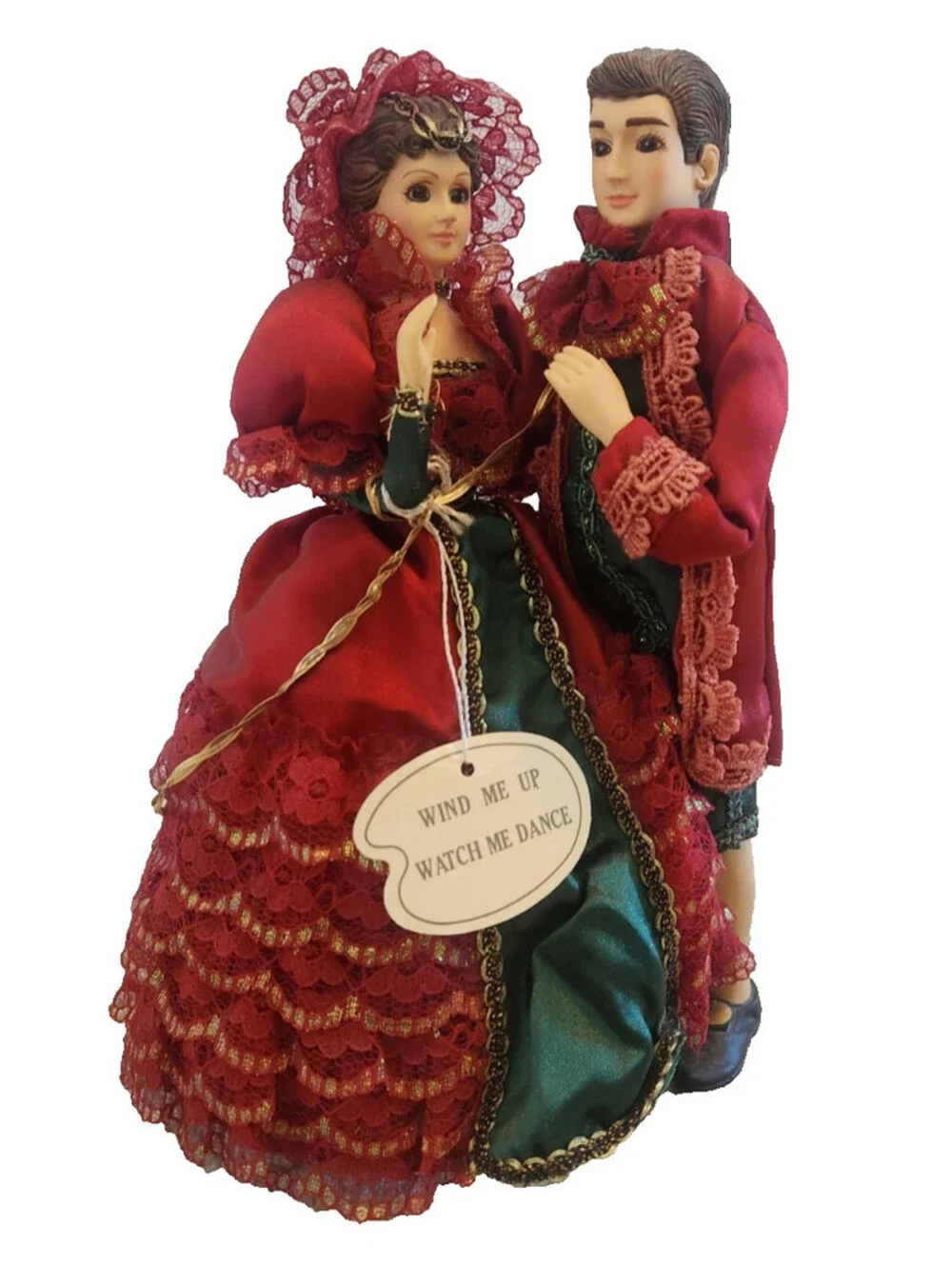 Bradley Dolls Christmas Couple Wind Up Toy Vintage NWT Holiday Decoration Red